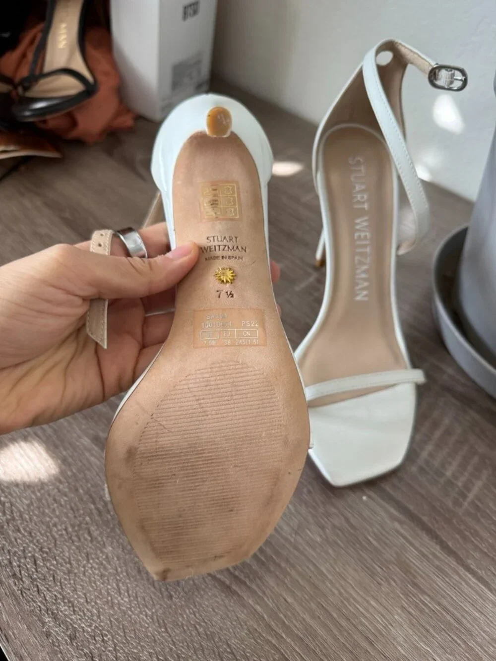 Stuart Weitzman Heels White Ivory Only Tried On Nudist Bridal Sandals - Picture 3 of 8